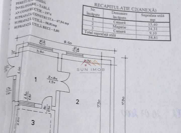 Casa 3 camere + Anexe, garaj, teren 2500 m2, an 1974, CT, Magurele, PH - Poză 24