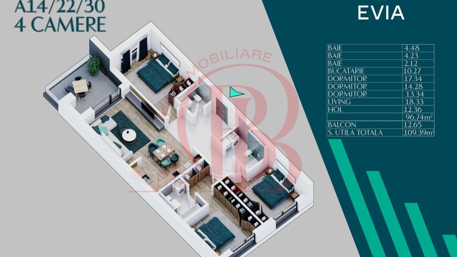 Apartament Premium 4 camere Th. Pallady Metrou Teclu - Schiță 1