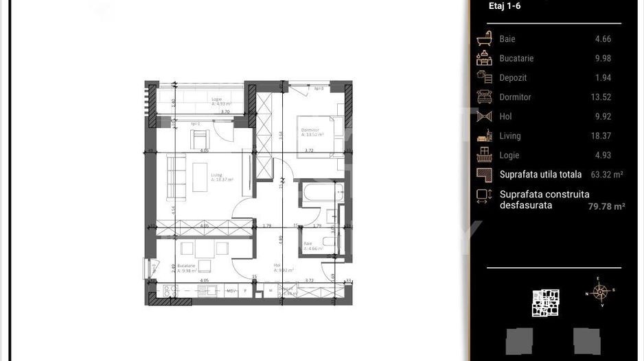 Vânzare, apartament, 2 camere, Răcădău, Brașov - Poză 3