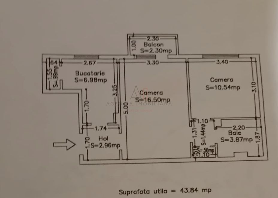 Metrou | 2 Camere Decomandat | 3/7 Bloc Pizza Hut - Schiță 12