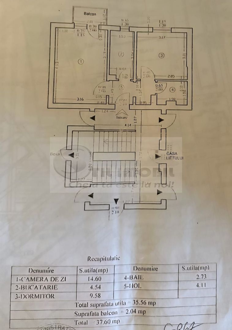 Apartament cu 2 camere, decomandat, 37.6 mp - Zimbru - 73.000 euro ! - Schiță 6