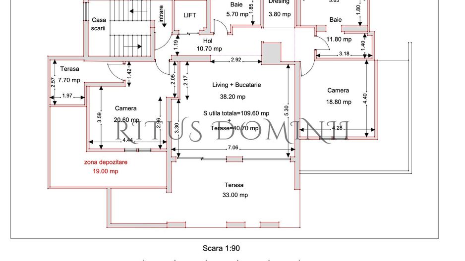 Penthouse Ultracentral cu 3 camere, Piata Unirii, 150.30mp - Schiță 1