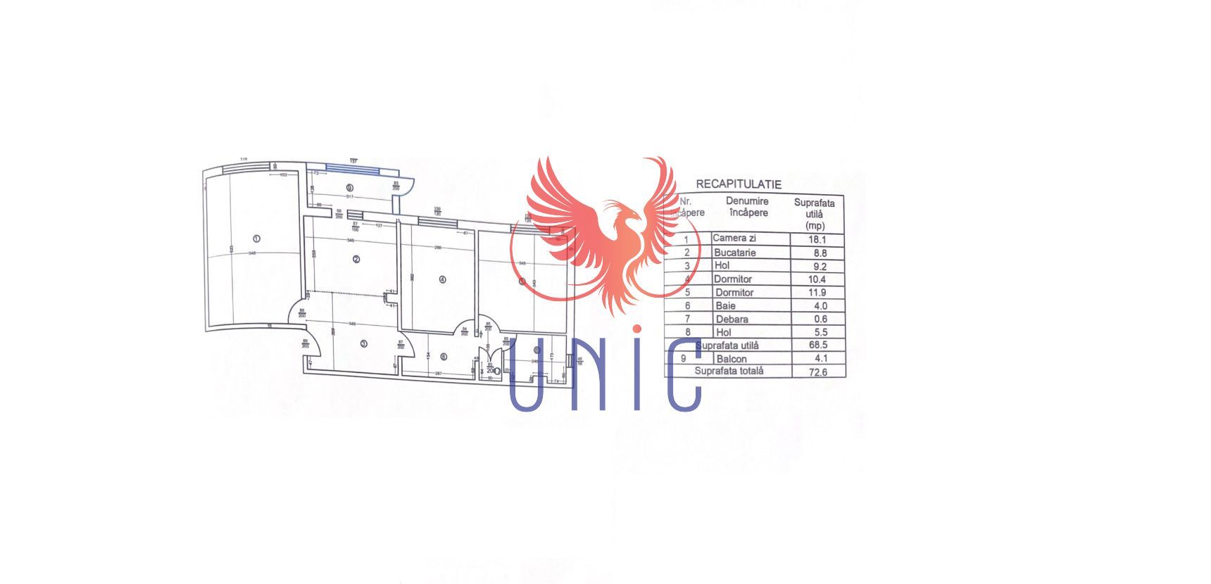 Apartament 3 camere, Rovine zona postei, Et P/4 - Schiță 2