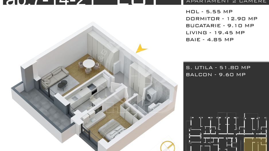 Comision 0%-Theodor Pallady Sector 3-Apartament 2 camere - Schiță 3