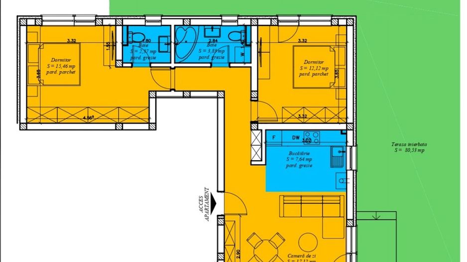 Apartament 3 camere, 2 bai - 65 mp | Curte proprie 80 mp | Comision 0% - Poză 12