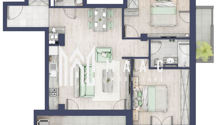 Apartament 3 camere | Balcoane 15.1 mp | Etaj 2 | Turnisor - Poză 1