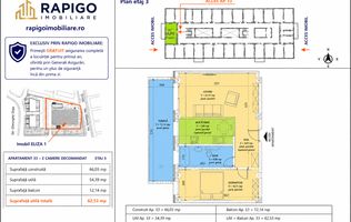 Apartamentul nr. 33 | 2 camere decomandat | Etaj 3 | Terasă 12,14 mp |