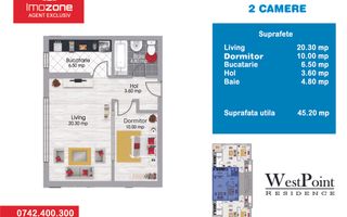 Militari, metrou Pacii, 2 cam, comision 0%, complet finisat, bucatarie inchisa - Schiță 9