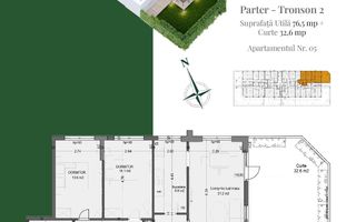 Apartament 3 camere cu gradina Theodor Pallady Metrou Teclu - Schiță 2