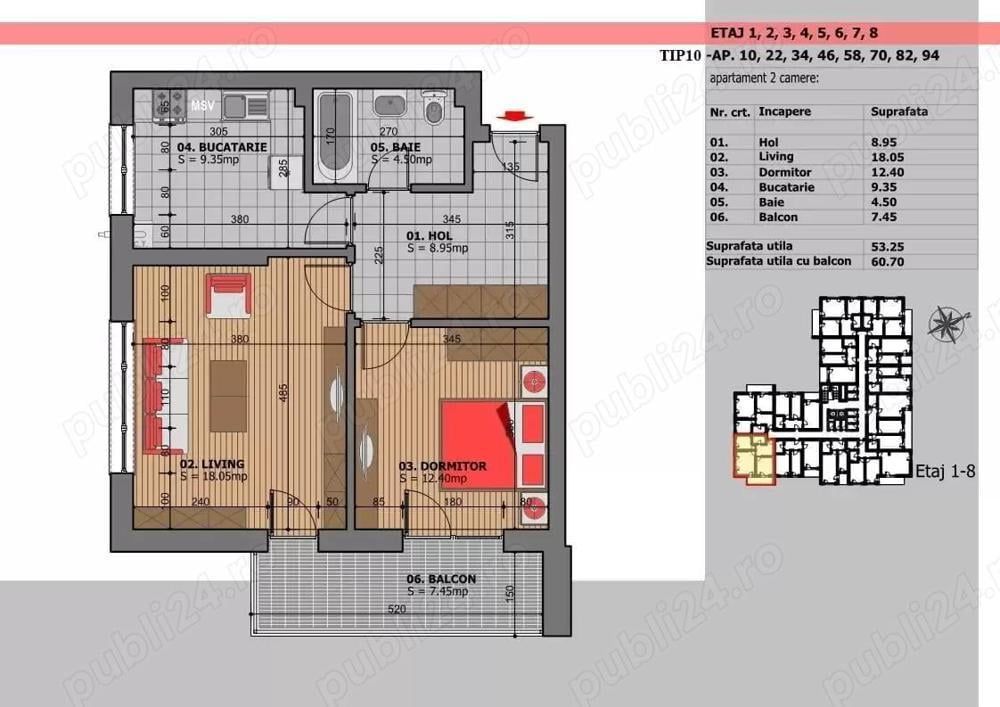 Apartament 2 camere + loc parcare subsol + boxa - Sky Tower Oltenitei S120 - Poză 6