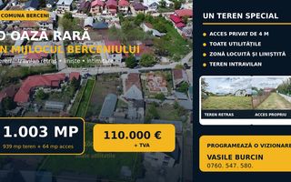 TEREN RAR DE 1.003 MP – O OAZĂ DE VERDEAȚĂ ÎN MIJLOCUL COMUNEI BERCENI - Poză 1