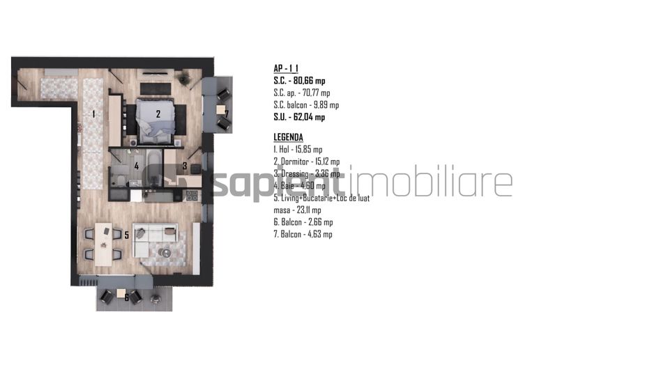 De vânzare apartament 2 camere, ultracentral, semifinisat - Poză 3