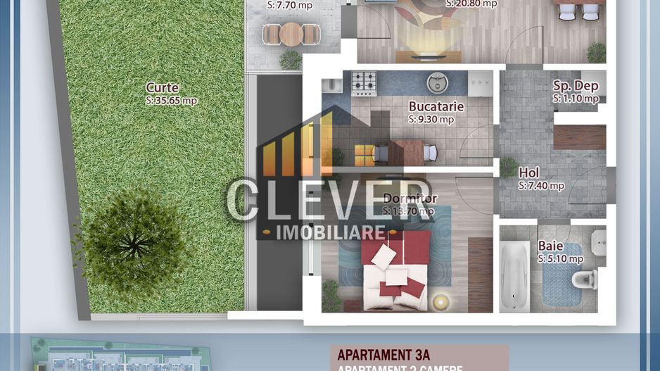 Apartament 2 camere cu gradina 36 mp Theodor Pallady - Schiță 13