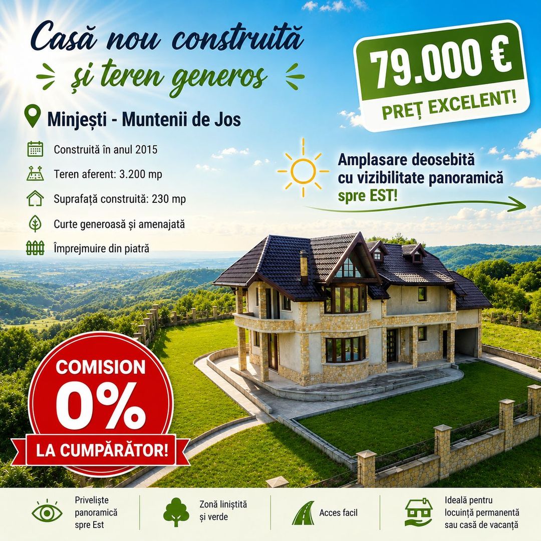 Casă spațioasă cu teren generos de 3.200 mp, VASLUI - MÎNJEȘTI; - Poză 1