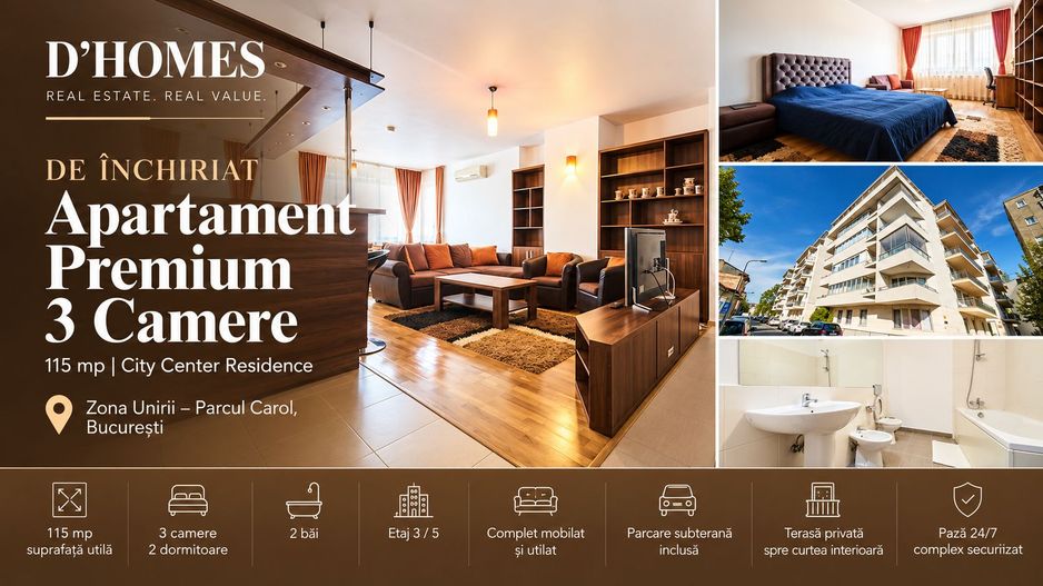 De Închiriat | Apartament Premium 3 Camere | 115 mp | Parcul Carol - Poză 1