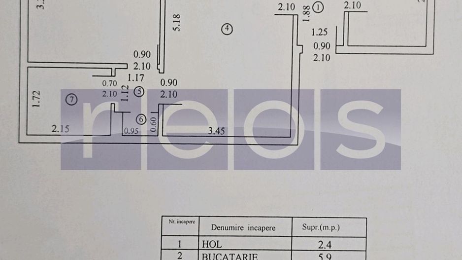 VANZARE 2 CAMERE | CENTRALA PROPRIE | COMPLET RENOVAT | ZONA DOMENII /  1 MAI - Schiță 7