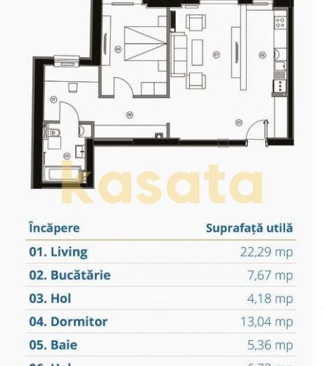 2 camere Superior | 1 Dormitor + Birou/Dressing | Premium - Poză 12