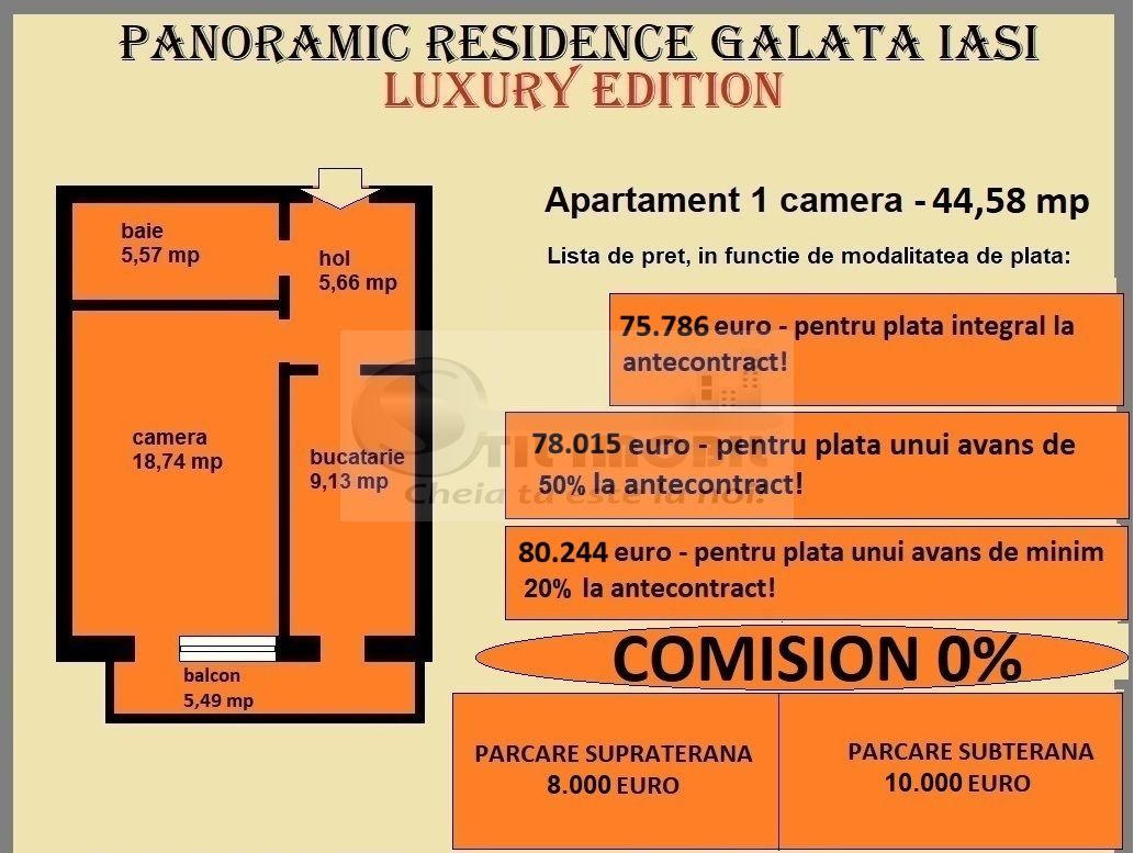 Apartament decomandat de vanzare in Iasi, Galata, 44,58 mp, bloc nou - Poză 2