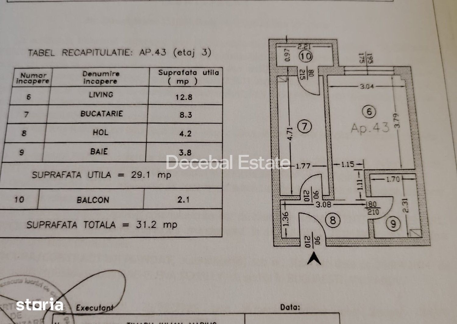 Gars. Nouă 31mp Et.3/4, Lift, Balcon, Încălzire Pardoseală, INVESTITIE - Schiță 15