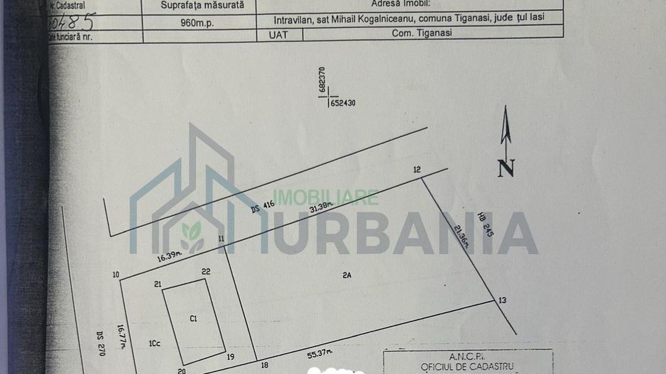Teren intravilan 960 mp, deschidere 31 m, utilitati, asfalt, sat Mihail Kogălniceanu, comuna Țigănași, județul Iași - Poză 1