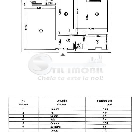 Apartament 2 camere decomandat - 52mp -Piata Nicolina - 87.000 euro ! - Schiță 1