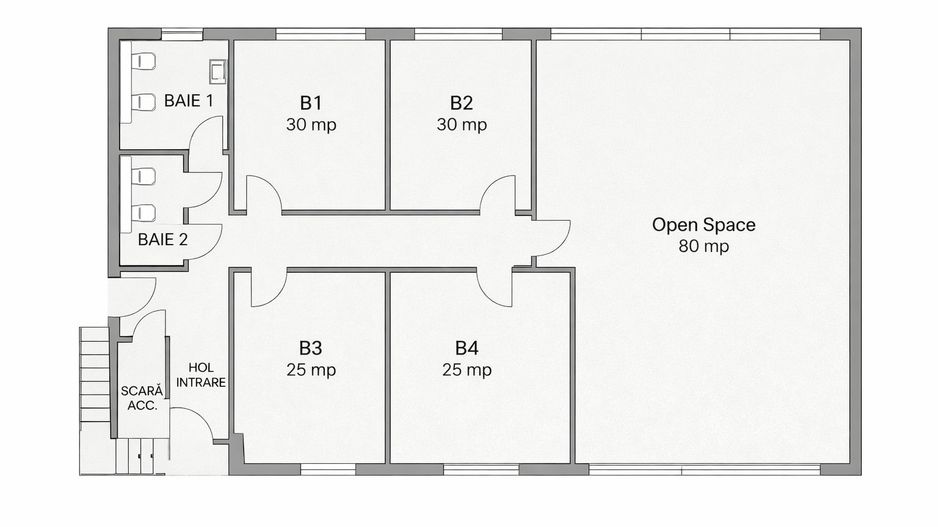 Spațiu birou 25 mp | Compartimentat | Open space + birouri - Poză 1