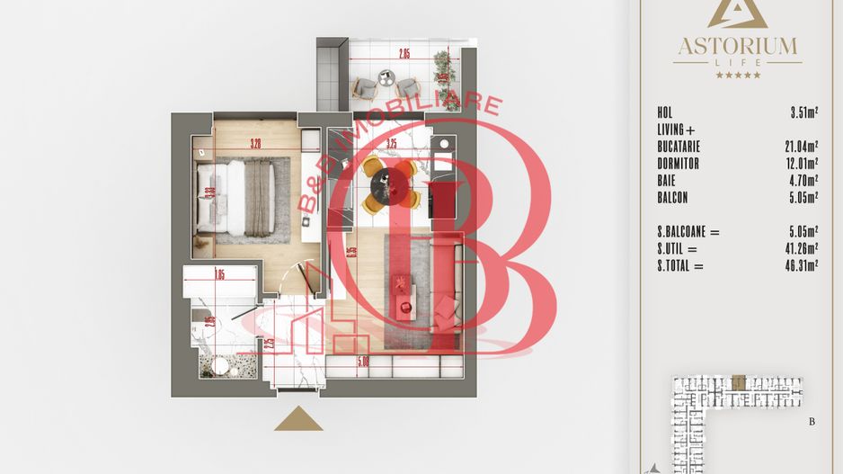 2 camere Izolatie Fonica Interioara Titan Pallady - Schiță 5