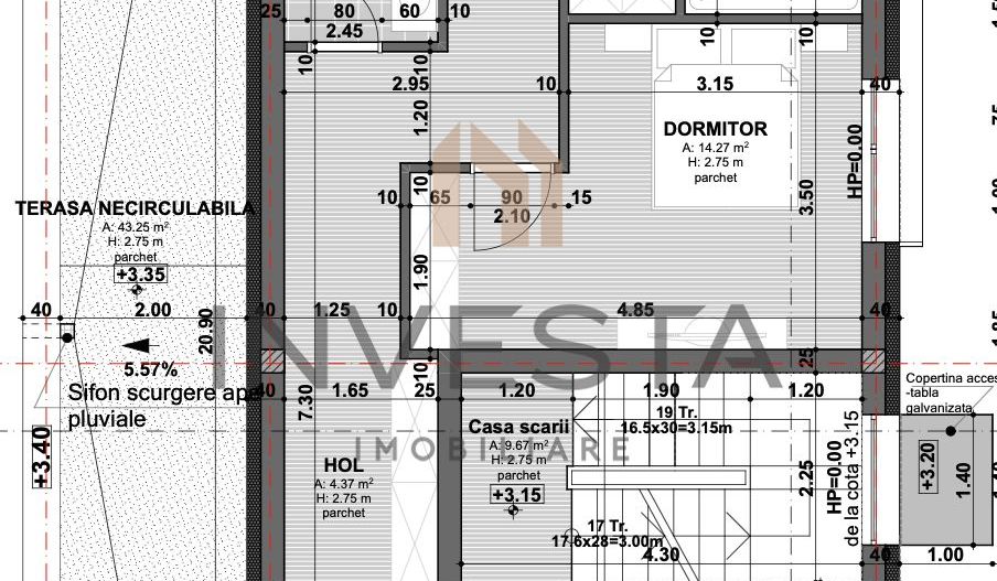 Apartament 4 camere, 114 mp, Andrei Muresanu, imobil tip vila - Schiță 2