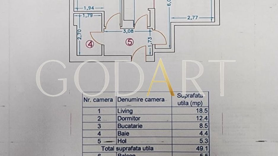 Apartament premium cu 2 camere | parcare subterană | vedere panoramică - Schiță 2