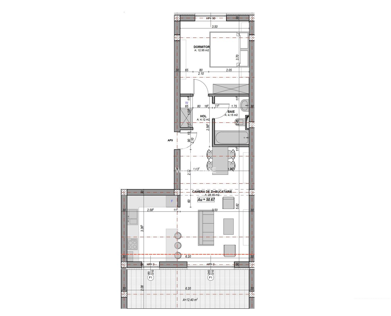 Apartament 2 camere, 51 mp utili cu balcon orientare SUD, la alb - Poză 7