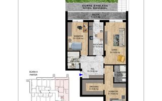 Apartament 3 camere cu Gradina 44mp Th Pallady Sector 3 - Schiță 6