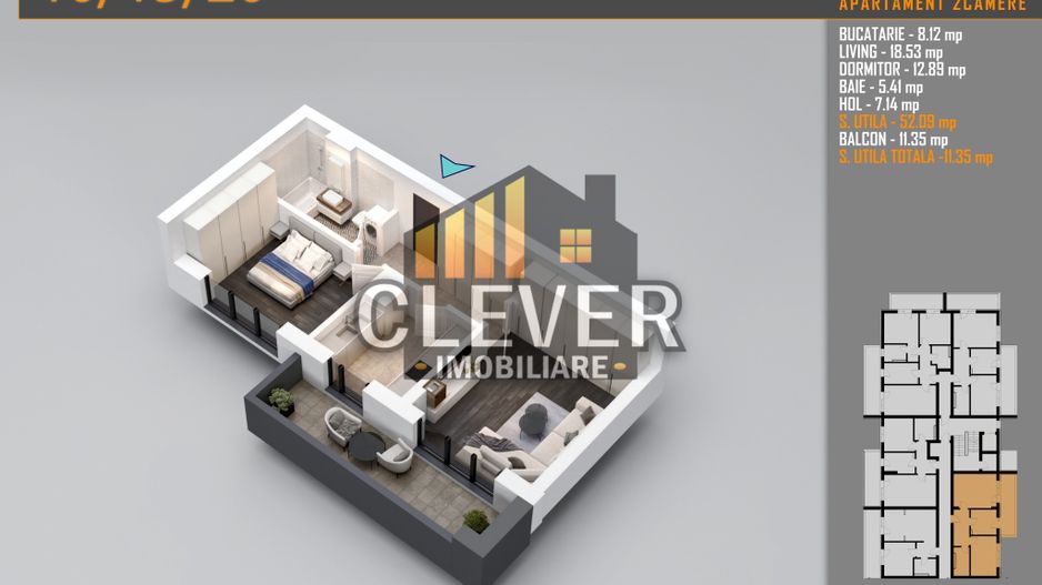 Promotie 2 Camere, 64 mp, Pallady - Metrou Teclu, Comision 0% - Schiță 10