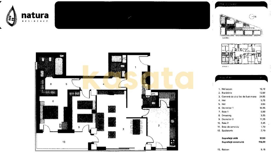 3 camere premium cu balcon generos | Natura Residence Băneasa - Schiță 19