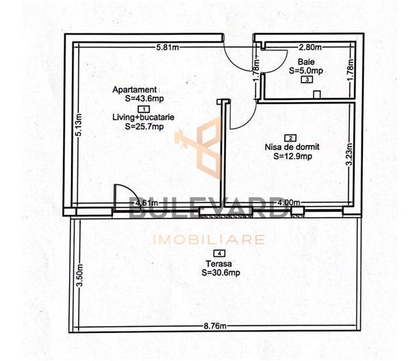 Apartament cu 2 camere + Terasa, zona strazii Eroilor! - Schiță 7