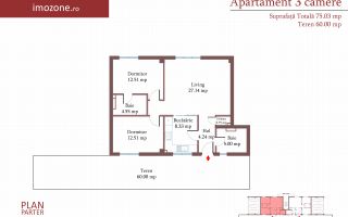 3 camere cu CURTE si PARCARE proprie, 75 MP, FINISAT MODERN,  COMISION 0% - Poză 1