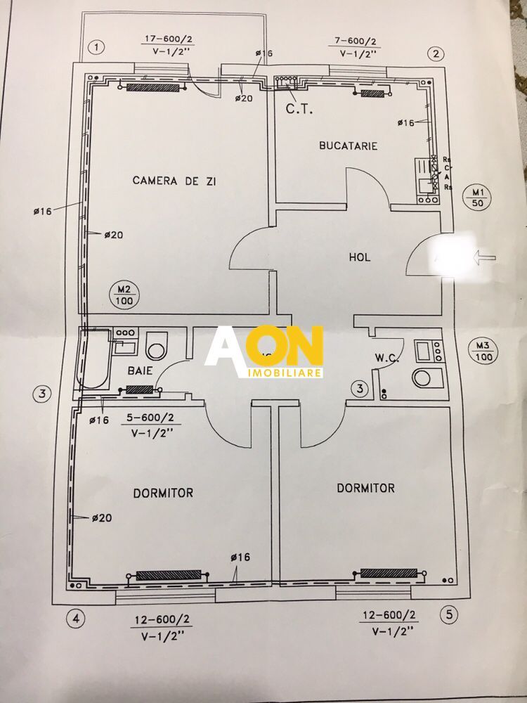 Apartament 3 camere, decomandat, str. Closca - Schiță 1