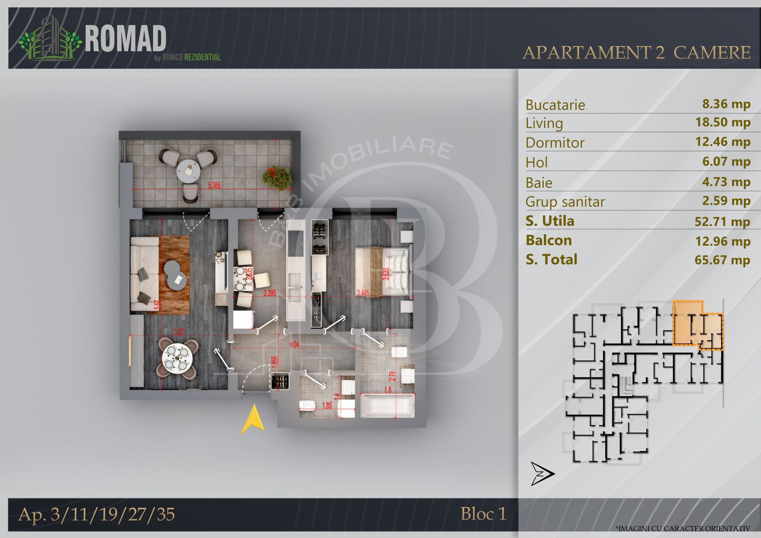 Apartament 2 camere Proiect Premium Independent Energetic - Schiță 11