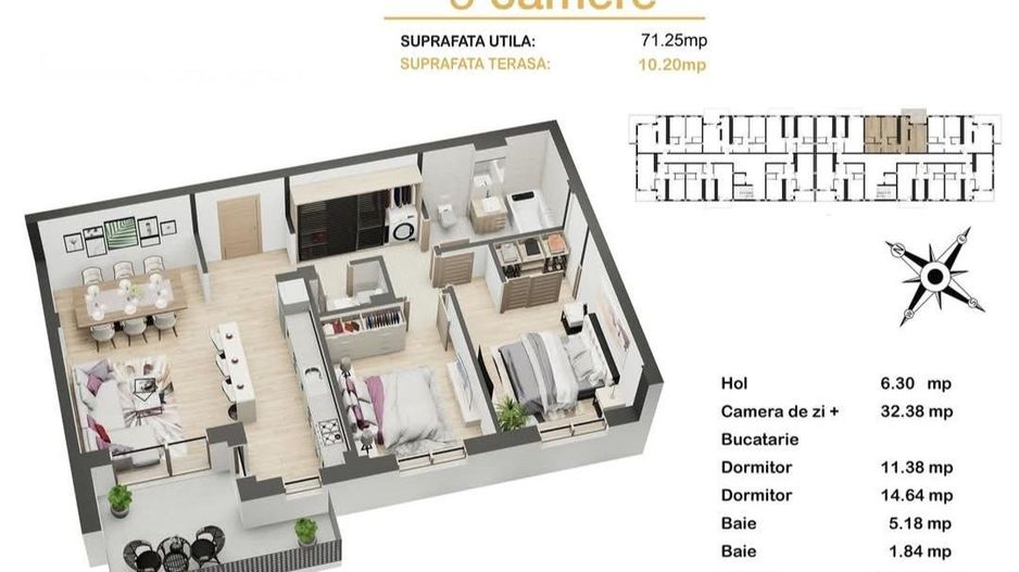 🏡 Apartament modern 3 camere Selimbar zona Dedeman - Poză 7