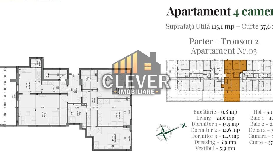 Spațiu și Confort: Apartament 4 Camere cu Dressing și Curte lângă IKEA Pallady - Schiță 13