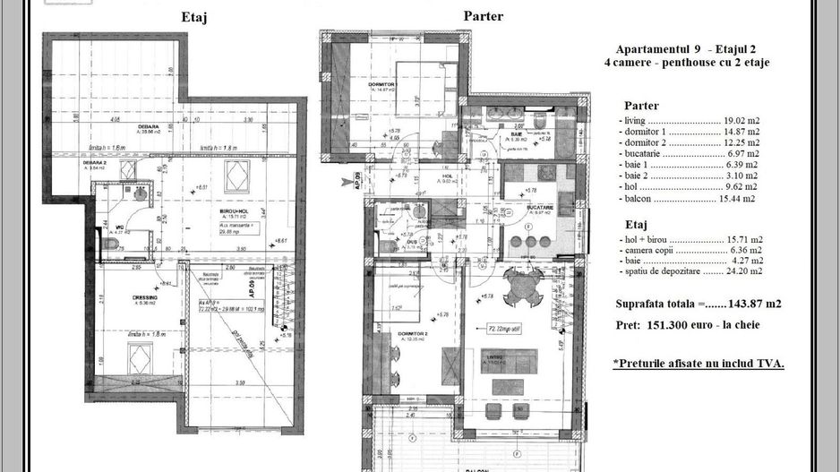 Apartament 4 camere, 143.87 mp utili – Etaj 2, Vilă – 151.300 EURO - Poză 2