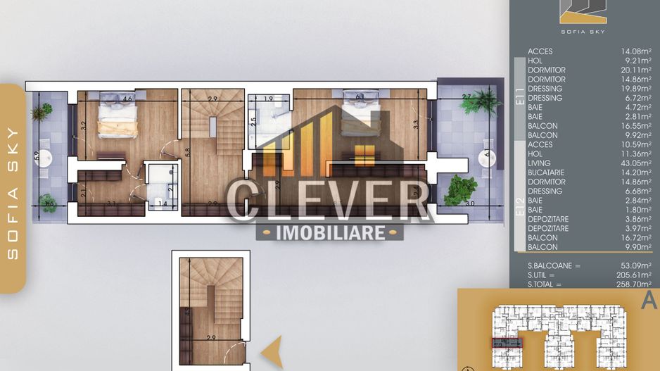 Duplex 4 Camere 259 mp, scara interioara, zona Pallady - Poză 2