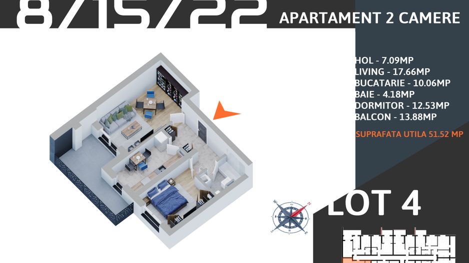 2 camere decomandat Titan  Pallady Metrou Nicolae Teclu - Schiță 7