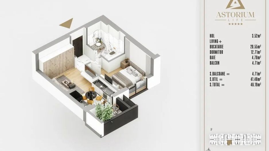 2 CAM TIP STUDIO , BLOC NOU,  PALLADY, ASTORIUM LIFE - Poză 2