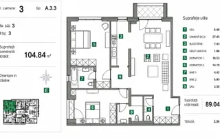 Apartament cu 3 camere | 89 mp utili | Sisești - Schiță 13