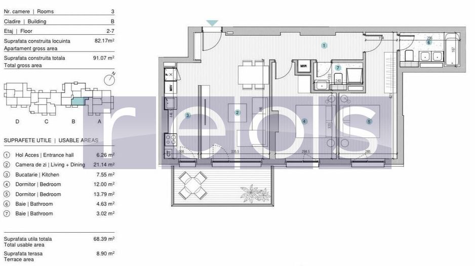 VANZARE APARTAMENT 3 CAMERE | STRAULESTI | 82MP | TERASA | COMPLEX NOU - Poză 21