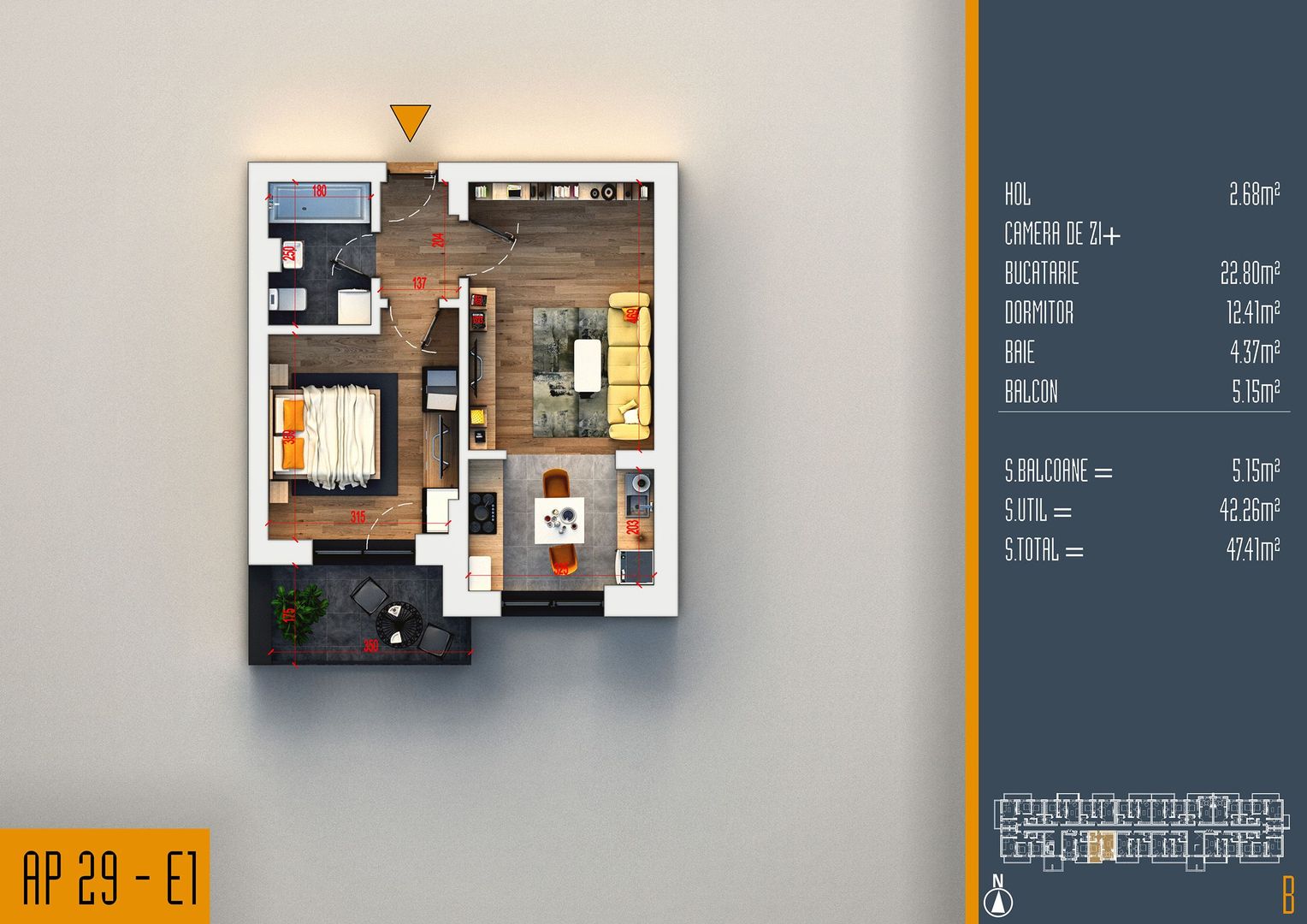 Oferta Lansare 2 camere tip studio proiect nou Pallady - Schiță 2