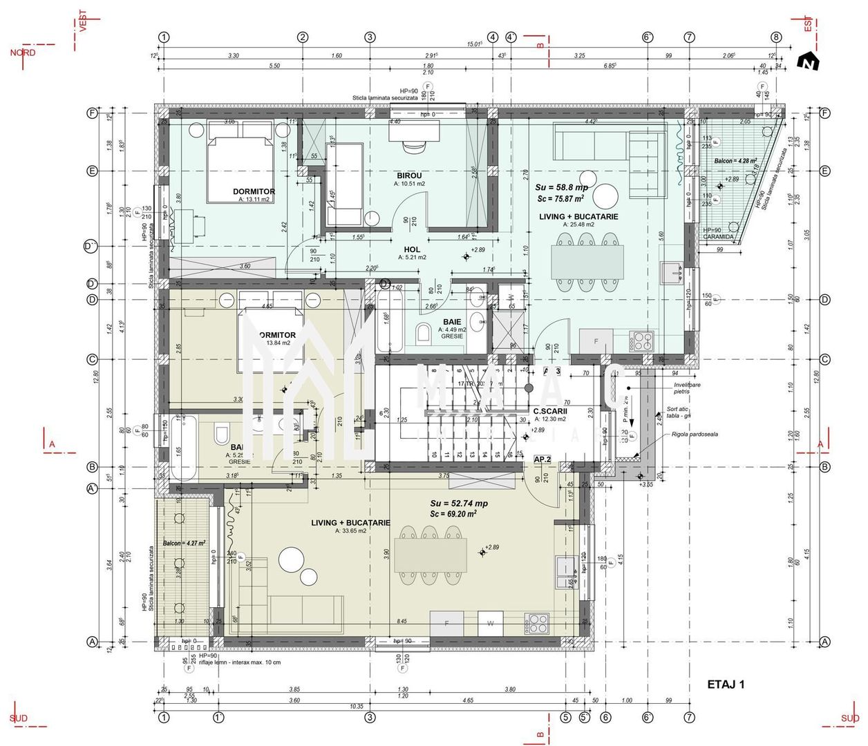 Apartament 2 camere I 53 mp I etaj 1 I Comision ZERO – Cartierul Arhitectilor - Poză 4
