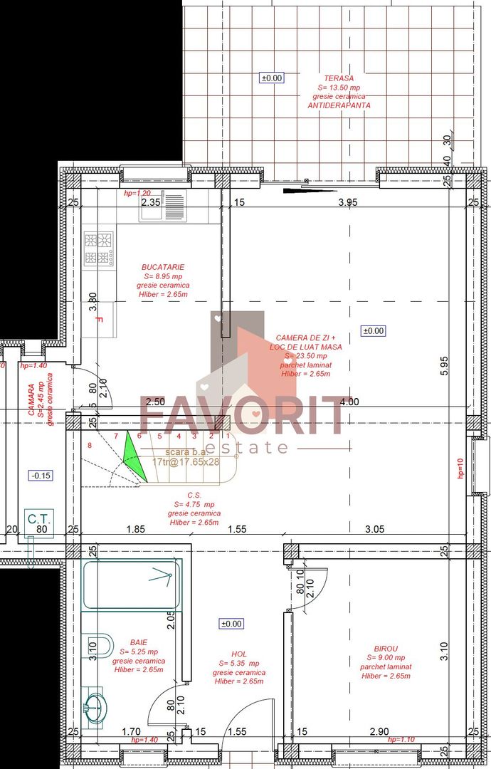 Duplex 5 camere ,despartit prin camera tehnica, finisat la cheie in Mosnita - Schiță 17