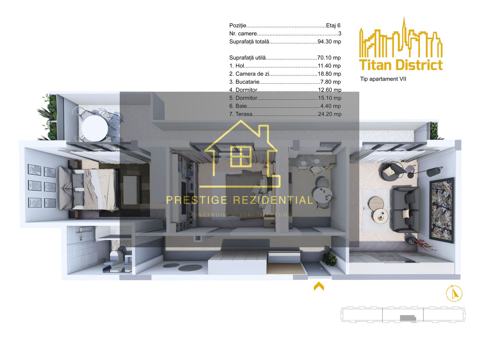 Apartament 3 Camere Decomandat, Titan-Pallady,Metrou N.Teclu - Schiță 8