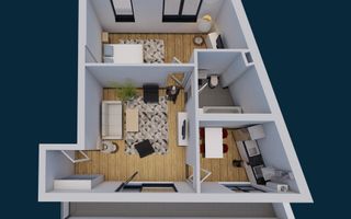 Apartament 2 camere, terasa de 15 mp, garaj subteran, boxa, Centru! - Schiță 18